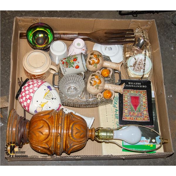 ESTATE WOODEN CARVED BASE TABLE LAMP, CHEF THEMED