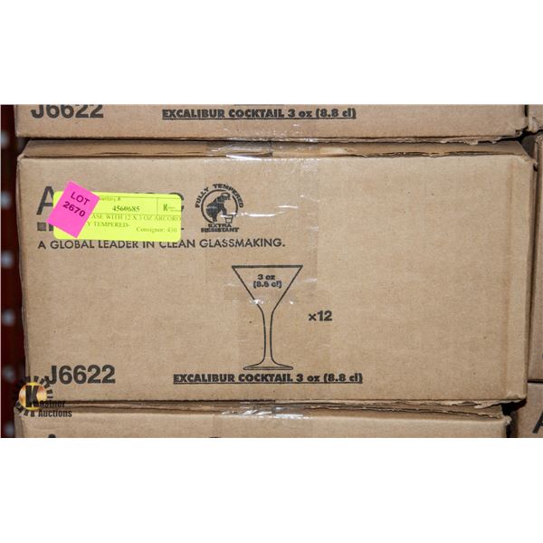 NEW CASE WITH 12 X 3 OZ ARCOROC FULLY TEMPERED-