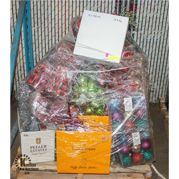 PALLET OF CHRISTMAS DECOR, ORNAMENTS AND MORE