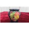 Image 2 : Moorcraft Small Vase 4'' Leaf and Berry Pattern Blue Base Color Signed 