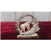 Image 2 : Bone Moose Carving Surrounded on a Halo of Bone 3'' x 3'' 