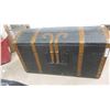 Image 1 : Dome Topped Trunk Black with Gold Detailing , Has 2 Locks 20 1/2''