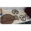 Image 1 : Wood Heater  Cast , Pulleys, Repurpose Metal 