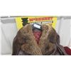 Image 2 : Size 16 Genuine Leather Brown Ladies Coat with Removable Fox Collar 
