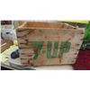 Image 2 : 7UP Wood Crate , 7 Schweppes Ginger Bottles 28 Fluid Ounce with Caps 