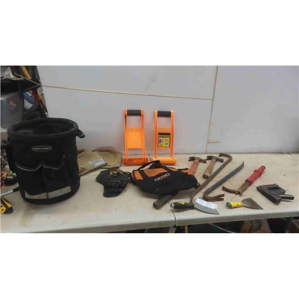 Tool Pouches, Holster, Drywall Carrier, Crowbar, Stapler, Hammers