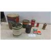 Image 1 : Vintage Tins : Bagdad Coffee, Argood Jam, Blue Ribbon, Singer & 