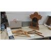Image 1 : Decorative Wood Clock Box 15'' x 5'' x 22'' H , Wooden Hangers 