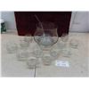 Image 1 : Glass Punch Bowl , Ladle & 12 Glasses 