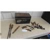 Image 1 : Metal Box 9'' x 16'' x 9 1/2'' , Old Tools: Planer, Soldering Iron, Carving 