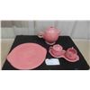 Image 1 : Fiesta Rose Tea Pot, Cake Plate, Tray, Sugar and Cream -