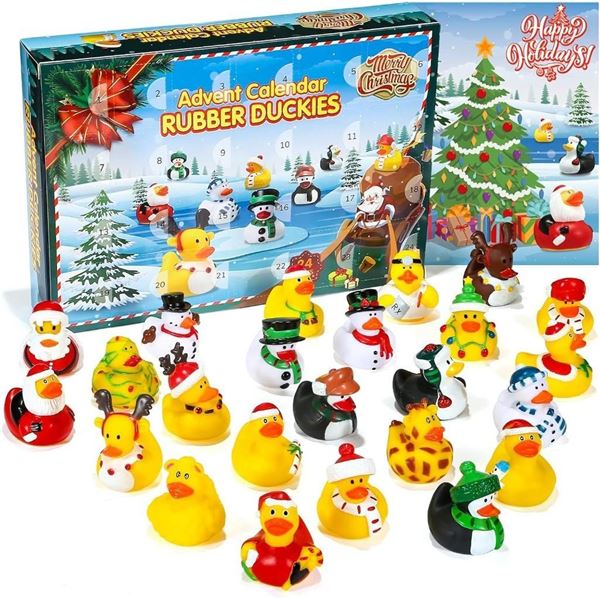 Encham Advent Calendar with 24 Rubber Ducks Squeaky Duck
