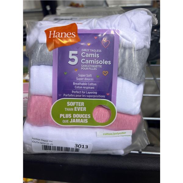Hanes girls tagless camisole shirts, pack of 5 size large