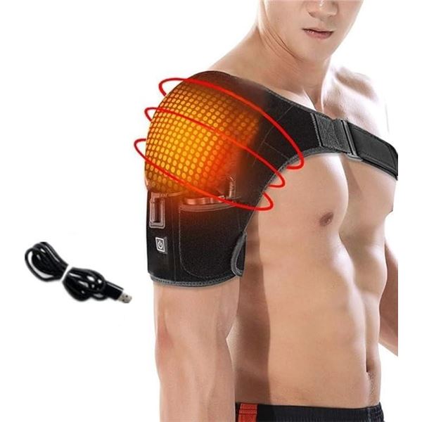 USB Shoulder Heating Pad Heated Shoulder Brace Wrap 3 Heating Setting Shoulder Compression Sleeve fo