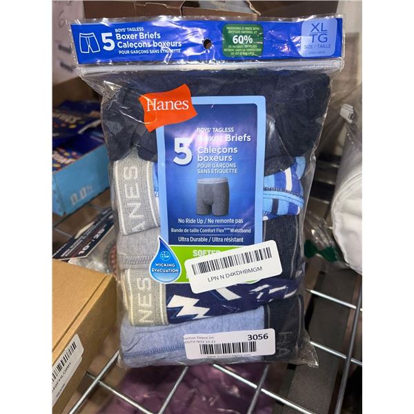 Hanes boys tagless boxer brief underwear pack of 5, size XL
