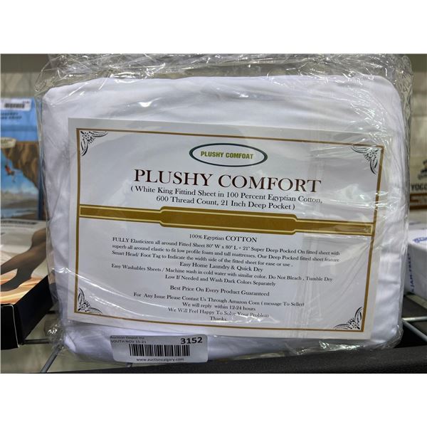 Plushy comfort white king size fitted 100% real Egyptian cotton sheets
