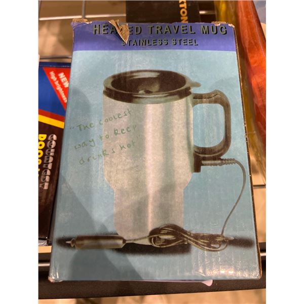 Heated stainless steel travel mug