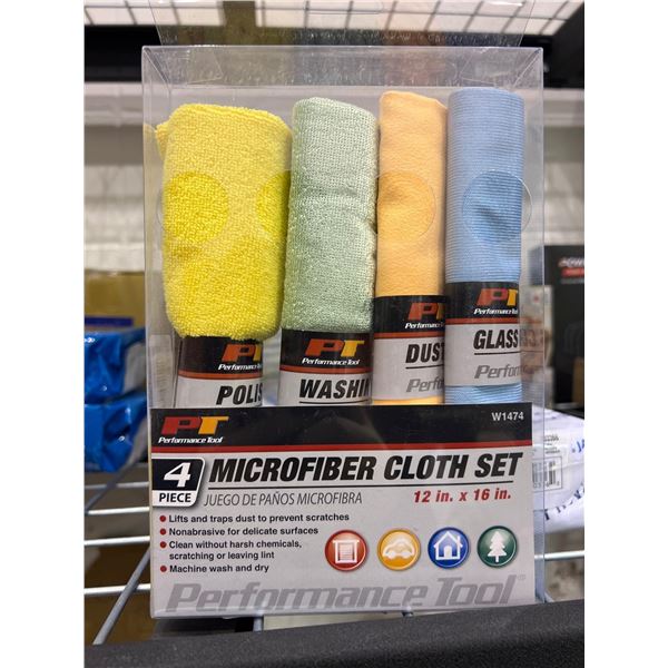 Performance tool microfibre cloth set, pack of 4
