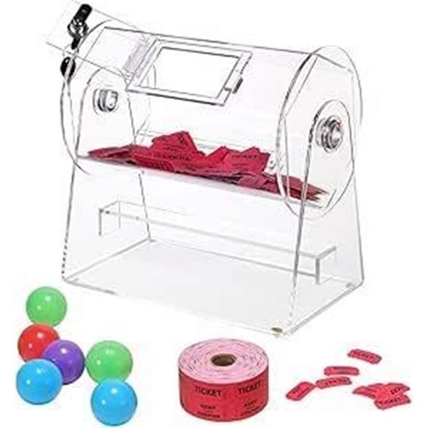 VOR Acrylic Raffle Drum, Holds 2500 Tickets or 100 Raffle Balls, Professional Raffle Ticket Spinning