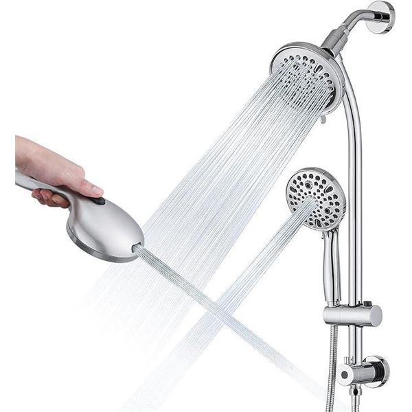 UCLIMAA Rainfall Shower Head with Handheld Shower Spray, with 26" Drill Free Adjustable Height Slide
