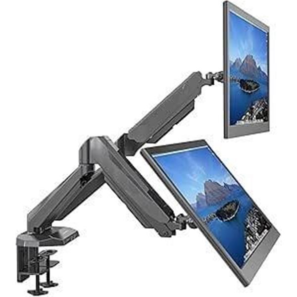 SHOPPINGALL Fully Adjustable Dual Gas Spring Dual Monitors Mount Stand with 2 Swing Arms for 15"-32"