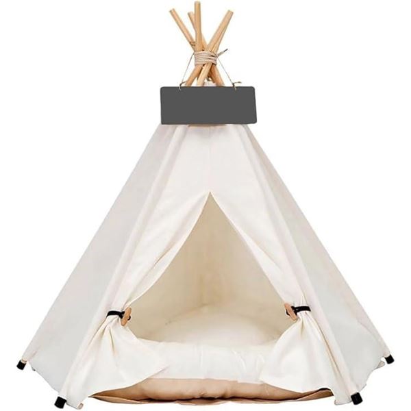 Dog Teepee Pet Tents Tipi Portable Houses Puppy Cat Bed with Thick Cushion