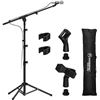 Image 1 : K KASONIC - Microphone Stand, Heavy Duty Adjustable Collapsible Tripod Boom Mic Stands with Mic Clip