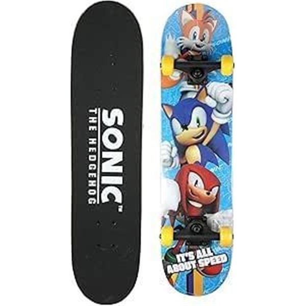 Sonic The Hedgehog 31 inch Skateboard, 9-ply Maple Desk Skate Board for Cruising, Carving, Tricks an