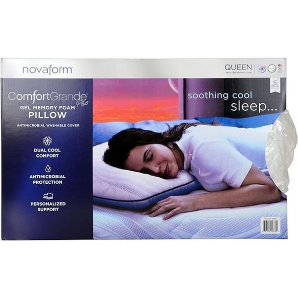 NOVAFORM Lasting Cool Gel Memory Foam Pillow Queen Size CONSTANTCOOL Cover