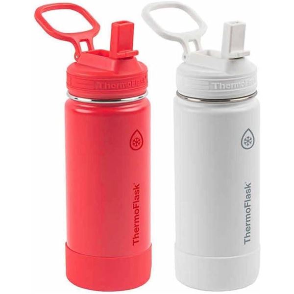 ThermoFlask Double-Wall Vacuum Insulated Stainless Steel Set of 2