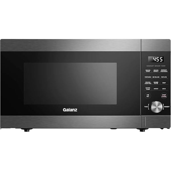 Galanz 1.3 Cu Ft 1100W Microwave Oven, Multifunctional ExpressWave Sensor Cooking, Easy Clean Interi