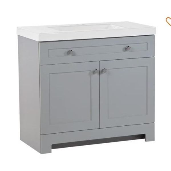 Glacier Bay Everdean 36.5-inch W x 34.4-inch H x 18.75-inch D Bathroom Vanity in Pearl Grey with Cul