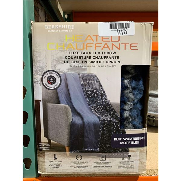 Berkshire Heated Luxe Faux Fur Throw (50in x 60in) 4heat settings, 4hr auto shut off, machine washab