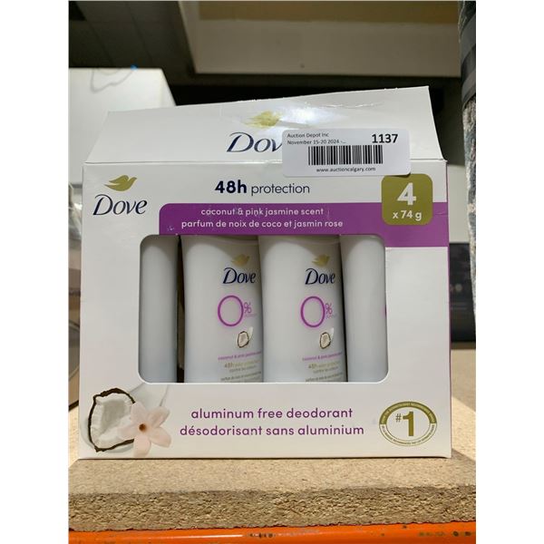 Dove Aluminum Free Deodorant (4 x 74g)