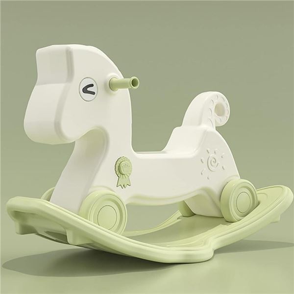 2-in-1 Kids Horse and Ride-on Slide car Comfortable Wide-seat, smooth polished, silent wheels