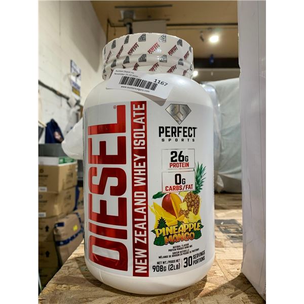 Diesel New Zealand Whey Isolate-Pineapple Mango Protein Powder Drink Mix (908g)