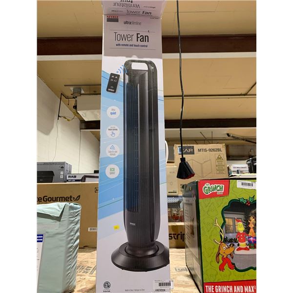 Ultra Slimline Tower Fan with remote and Touch Control (1m tall), 5 speeds, 15 levels, eco speed for