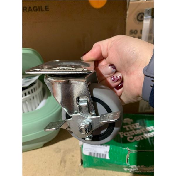 Castor Wheels with Break and Rubber Gray 3in - Lot of 8