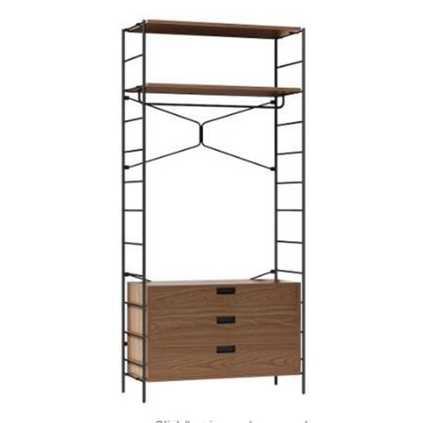 GlucksteinElements EMERY Collection 36 in. Width Walnut Wood Closet Organizer Kit with Three Drawers