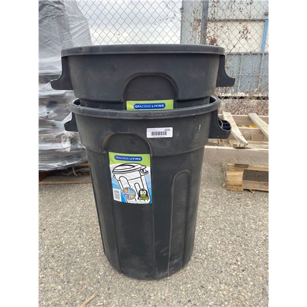 Lot of 2 Gracious Living All Weather 80 Liter Trash Cans - No Lids