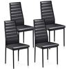 Image 1 : Black Faux Leather Dining Room Chair Set of 4 Modern Kitchen Chairs with Comfy Upholstered Padded Se