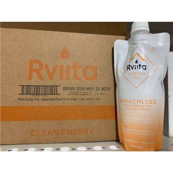 Rviita Energy Tea Speachless Peach Green Tea 10 x 355ml