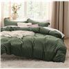 Image 1 : Bedsure Olive Green Duvet Cover King Size - Soft Prewashed Set, 3 Pieces, 1 Duvet Cover 104x90 Inche