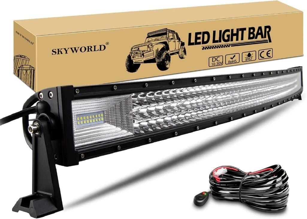 SKYWORLD Curved LED Light Bar 52 inch 67500LM Triple Row Offroad LED ...