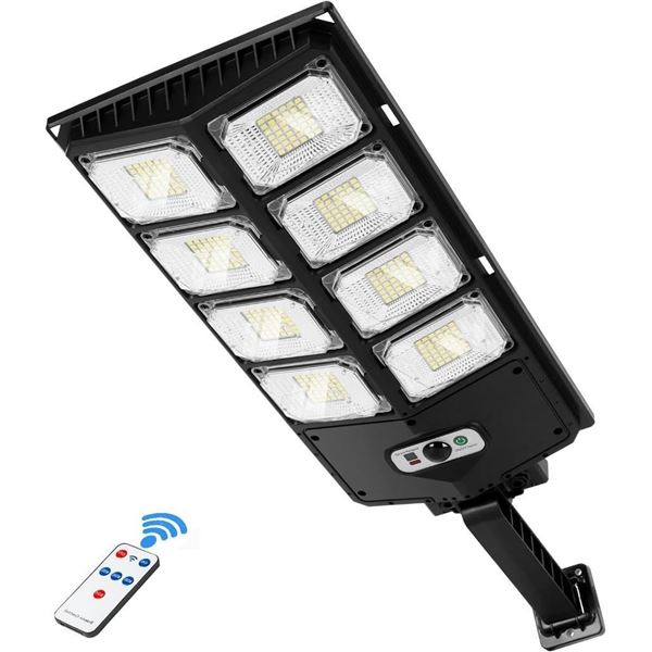 Lot of 2 - Solar Street Lights Outdoor,  8000LM IP65 Waterproof Solar Flood Lights Lamp for Yard, Ga