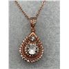 Image 1 : Rose Brilliant Cut Solitaire set in multi stone pear shape surround pendant and chain set