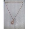Image 2 : Rose Brilliant Cut Solitaire set in multi stone pear shape surround pendant and chain set