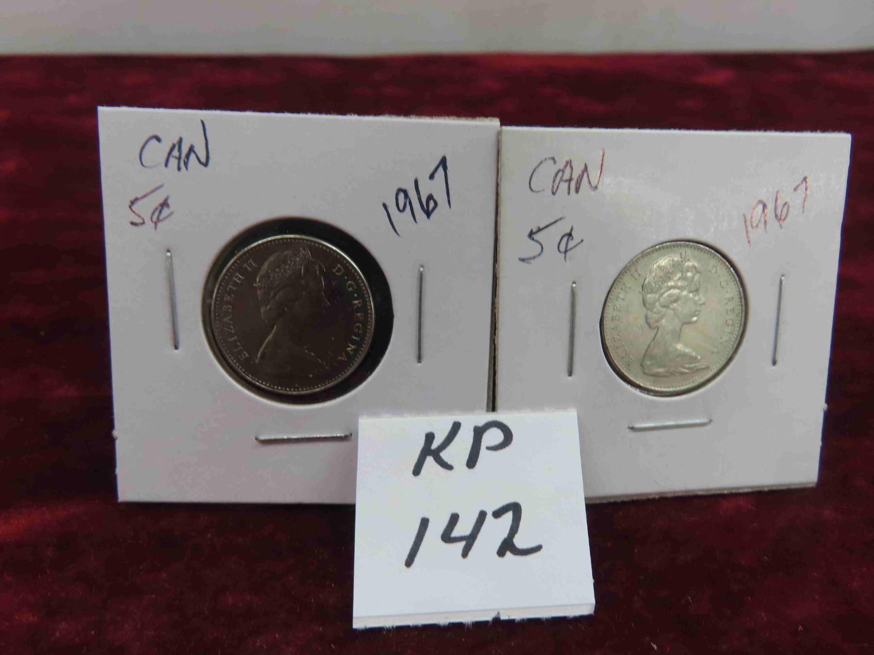 (2) 1967 Rabbit 5 Cent Coins