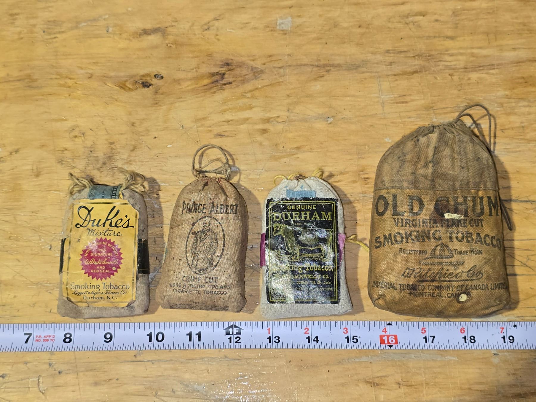 Old Chum, Duke's, Prince Albert, Bull Durham Tobacco Pouches - Full