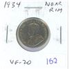 Image 1 : 1934 Canadian Nickel 5 Cents. Near Rim variety. (S is Near the Rim). VF-20.